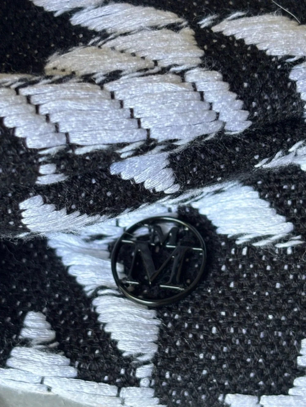 EUC MAISON MICHEL PARIS Black & White Patterned Turban Headwrap O/S